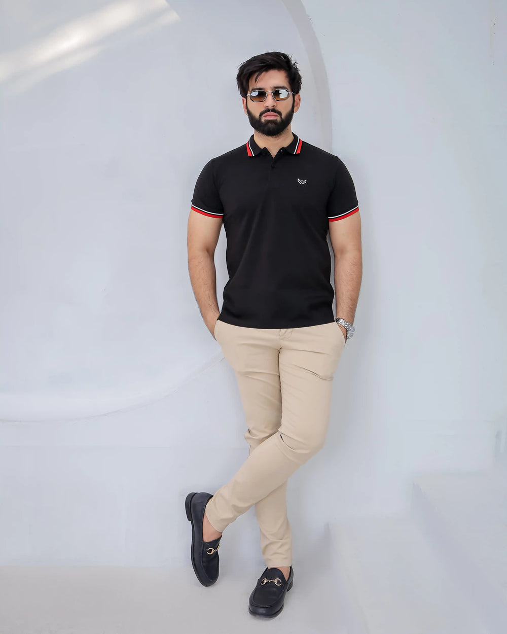 Tipped Navy Polo - Superior Cotton - Image 2
